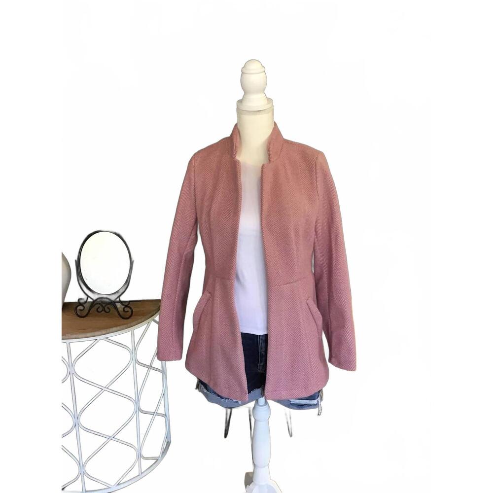 NEW UNISHE women's open front jacquard blazer in pink
